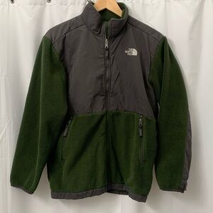 Boys The North Face Polartec Fleece Jacket Size XL Green And Gray EUC